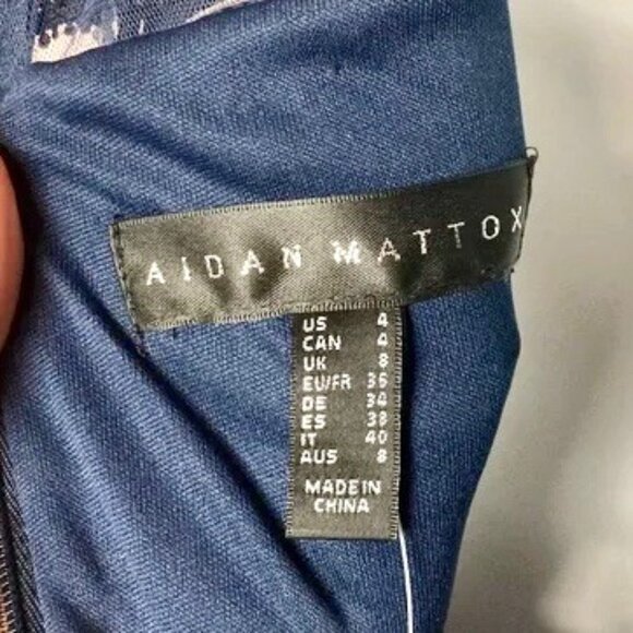 Aidan Mattox Blue Beaded Lace Halter Mini Dress NWT Size 4 New Years Eve Party - Picture 4 of 9